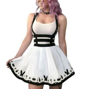Little For Big Skirt W/ Harness White Darko Bad Bunny Cosplay Costume Sz XS